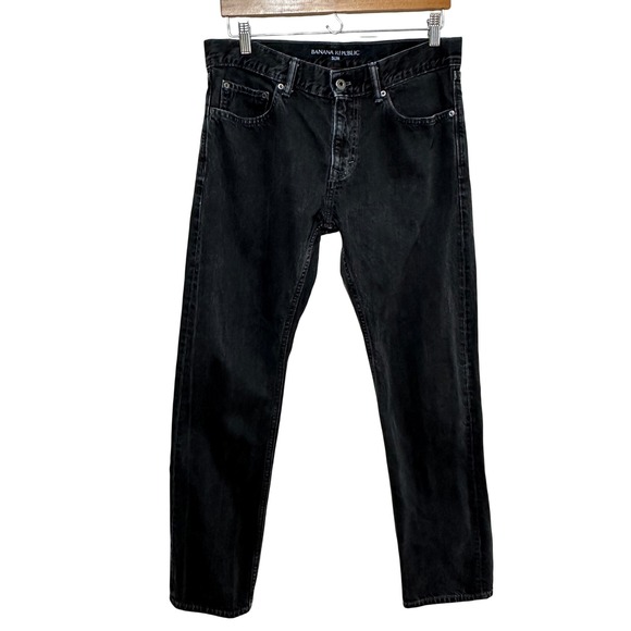 Banana Republic Other - Banana Republic Slim Fit Jeans Mens 32x30 Black Denim Faded Casual Pants Grunge